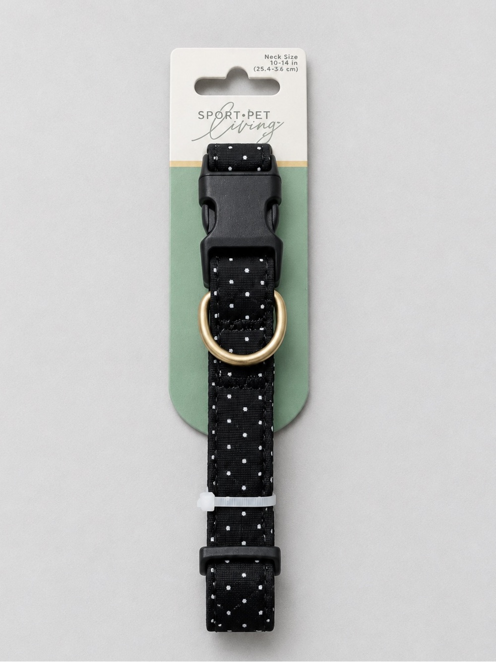 Black Polka Dot Pet Collar with Gold Ring